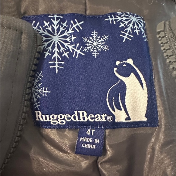 Kids Gray Rugged Bear Snow Bib Overalls 4T - Picture 5 of 8
